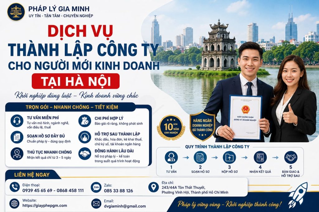 Dịch Vụ Thành Lập Công Ty Cho Người Mới Kinh Doanh Tại Hà Nội
