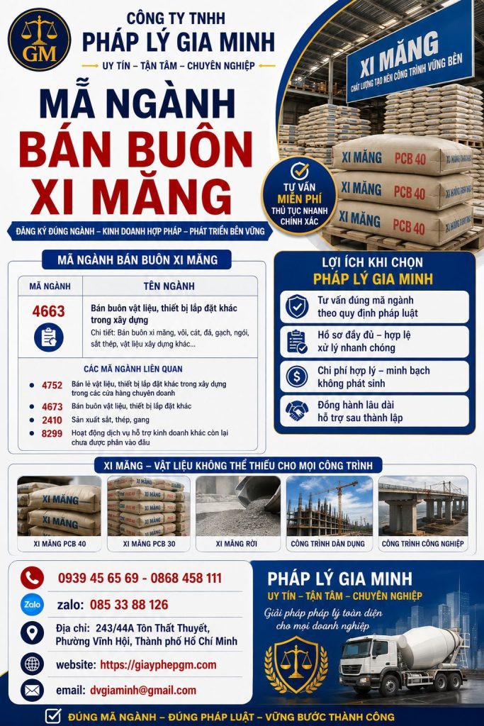 Mã ngành bán buôn xi măng – Mã ngành 46732 mới nhất 1 Mã Ngành Bán Buôn Xi Măng