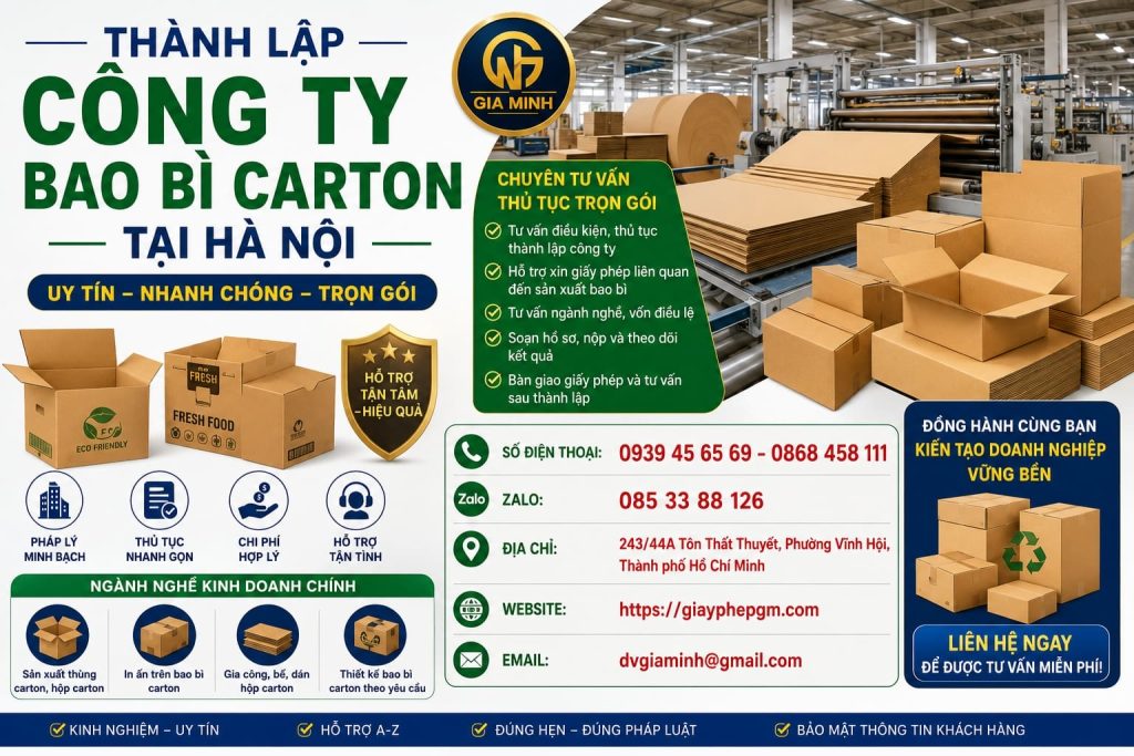 Thành Lập Công Ty Bao Bì Carton Tại Hà Nội