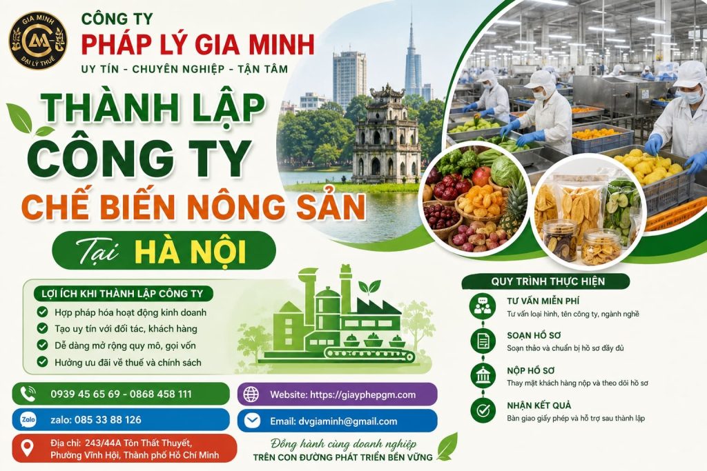 Thành Lập Công Ty Chế Biến Nông Sản Tại Hà Nội