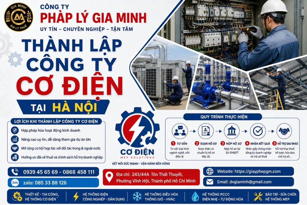 Thành Lập Công Ty Cơ Điện Tại Hà Nội