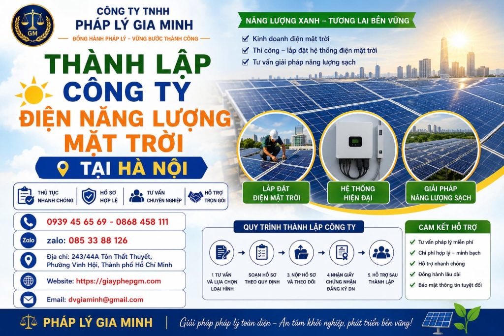Thành Lập Công Ty Điện Năng Lượng Mặt Trời Tại Hà Nội Nhanh Chóng – Tư Vấn Trọn Gói, Đúng Quy Định Pháp Luật 1 Thành Lập Công Ty Điện Năng Lượng Mặt Trời Tại Hà Nội