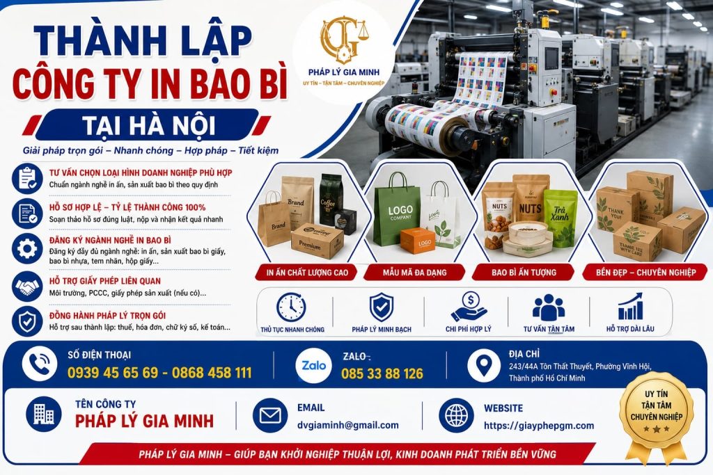 Thành Lập Công Ty In Bao Bì Tại Hà Nội