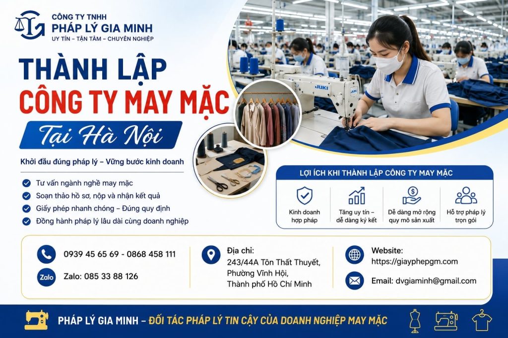 Thành Lập Công Ty May Mặc Tại Hà Nội