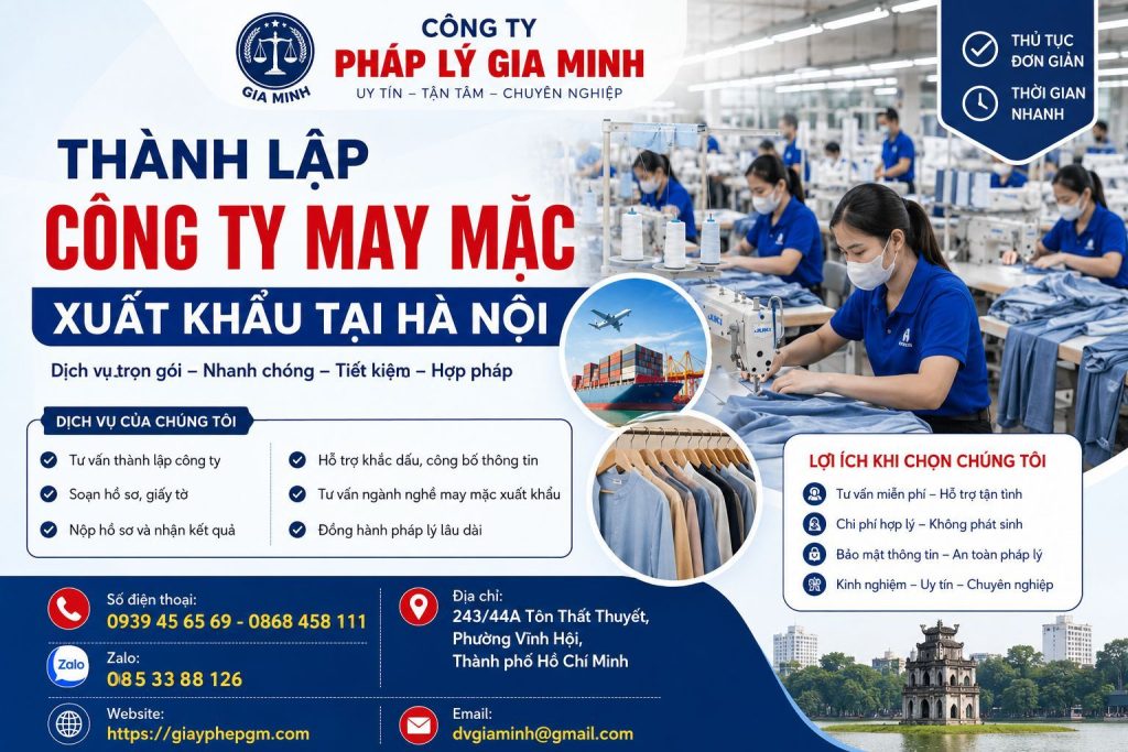 Thành Lập Công Ty May Mặc Xuất Khẩu Tại Hà Nội