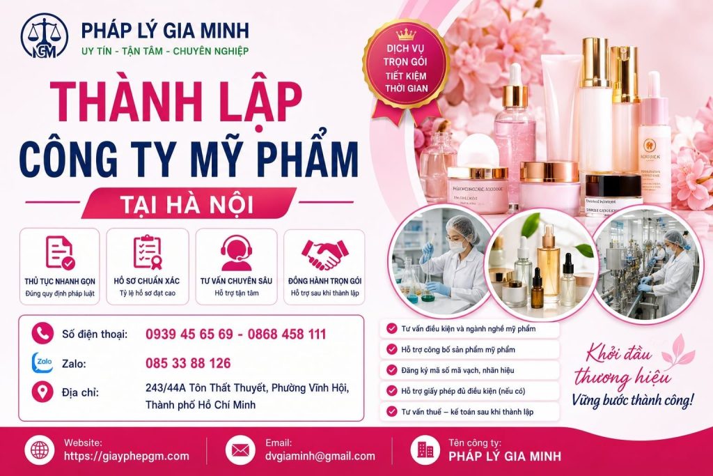 Thành Lập Công Ty Mỹ Phẩm Tại Hà Nội