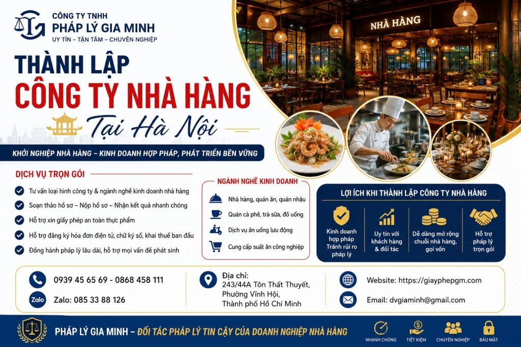 Thành Lập Công Ty Nhà Hàng Tại Hà Nội