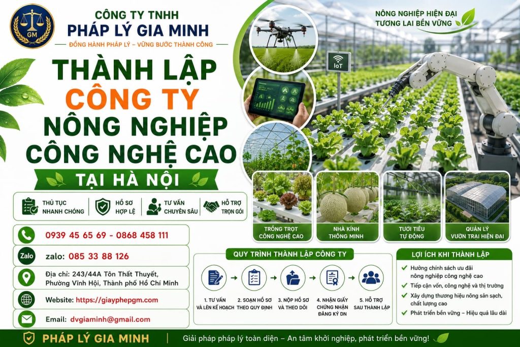 Thành Lập Công Ty Nông Nghiệp Công Nghệ Cao Tại Hà Nội