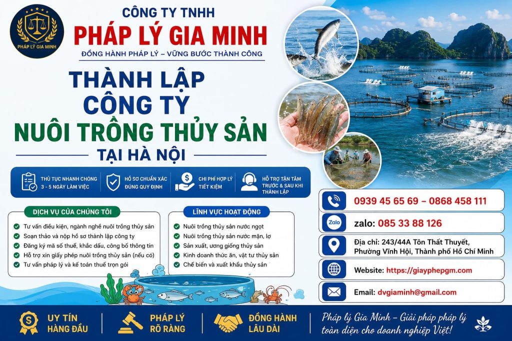 Thành Lập Công Ty Nuôi Trồng Thủy Sản Tại Hà Nội