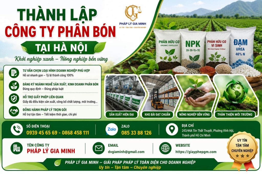Thành Lập Công Ty Phân Bón Tại Hà Nội