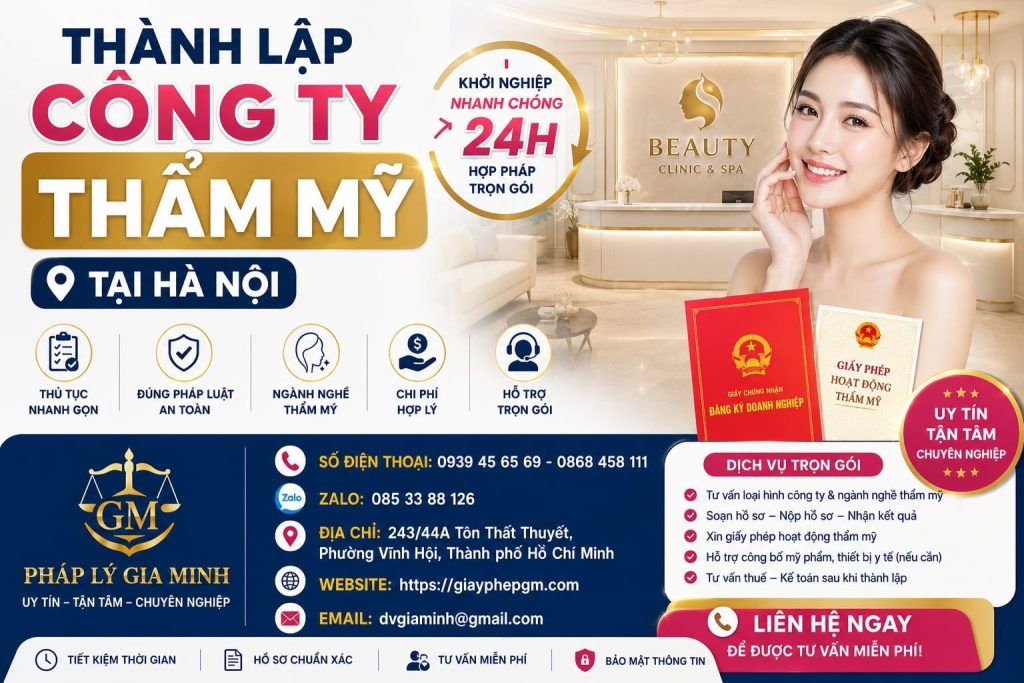 Thành Lập Công Ty Thẩm Mỹ Tại Hà Nội
