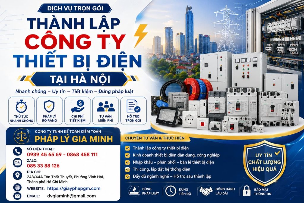 Thành Lập Công Ty Thiết Bị Điện Tại Hà Nội – Thủ Tục Nhanh, Hồ Sơ Chuẩn, Dịch Vụ Trọn Gói 1 Thành Lập Công Ty Thiết Bị Điện Tại Hà Nội