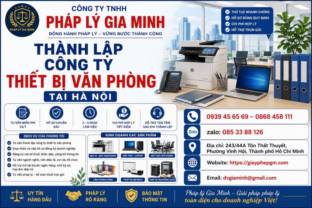 Thành Lập Công Ty Thiết Bị Văn Phòng Tại Hà Nội