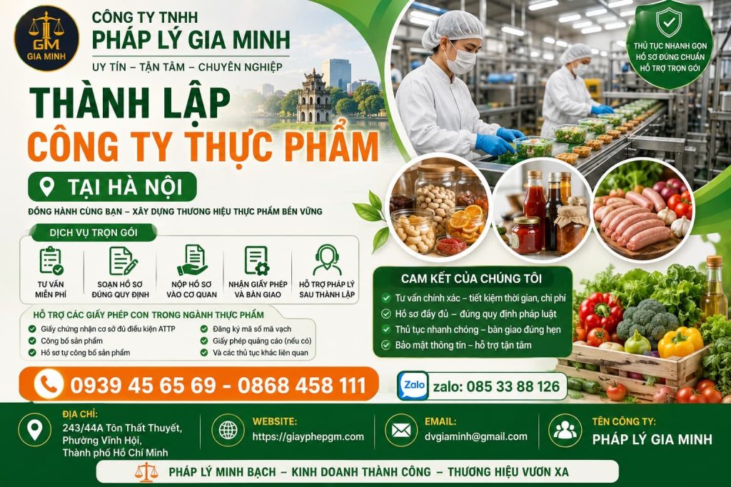 Thành Lập Công Ty Thực Phẩm Tại Hà Nội