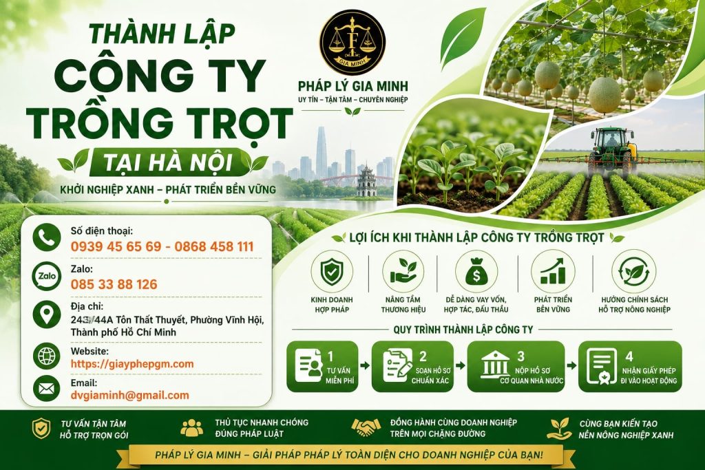Thành Lập Công Ty Trồng Trọt Tại Hà Nội