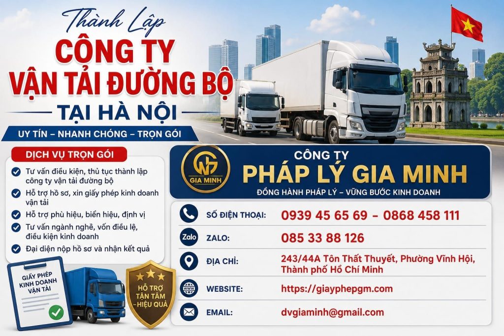 Thành Lập Công Ty Vận Tải Đường Bộ Tại Hà Nội