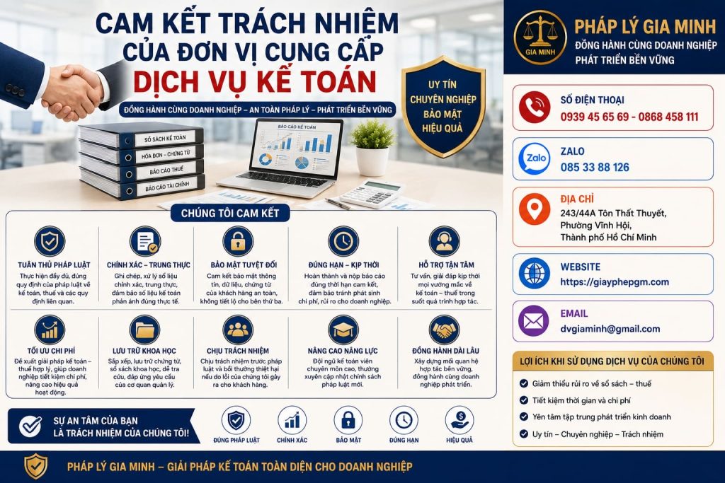 Cam kết trách nhiệm của đơn vị cung cấp dịch vụ kế toán chuyên nghiệp 1 Cam kết trách nhiệm của đơn vị cung cấp dịch vụ kế toán