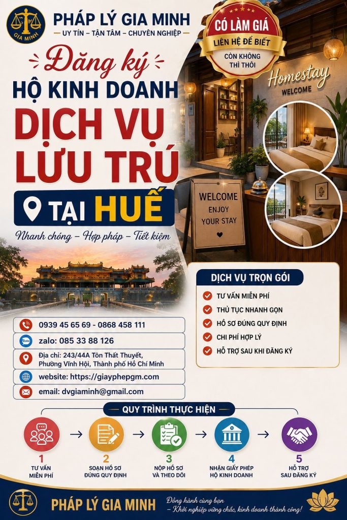 Đăng ký hộ kinh doanh dịch vụ lưu trú tại Huế