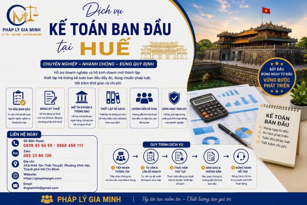 Dịch vụ kế toán ban đầu tại Huế