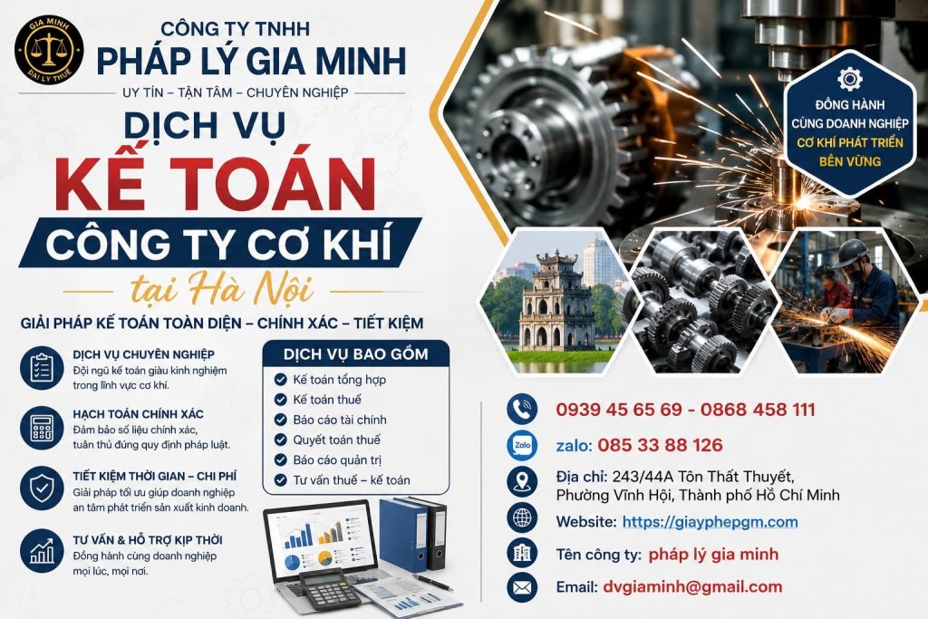 Dịch vụ kế toán công ty cơ khí tại Hà Nội