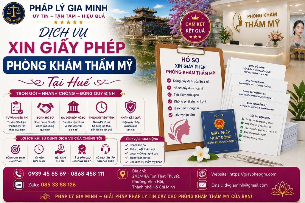 Dịch vụ xin giấy phép phòng khám thẩm mỹ tại Huế
