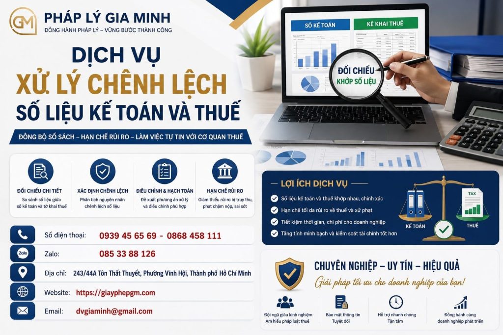 Dịch vụ xử lý chênh lệch số liệu kế toán và thuế