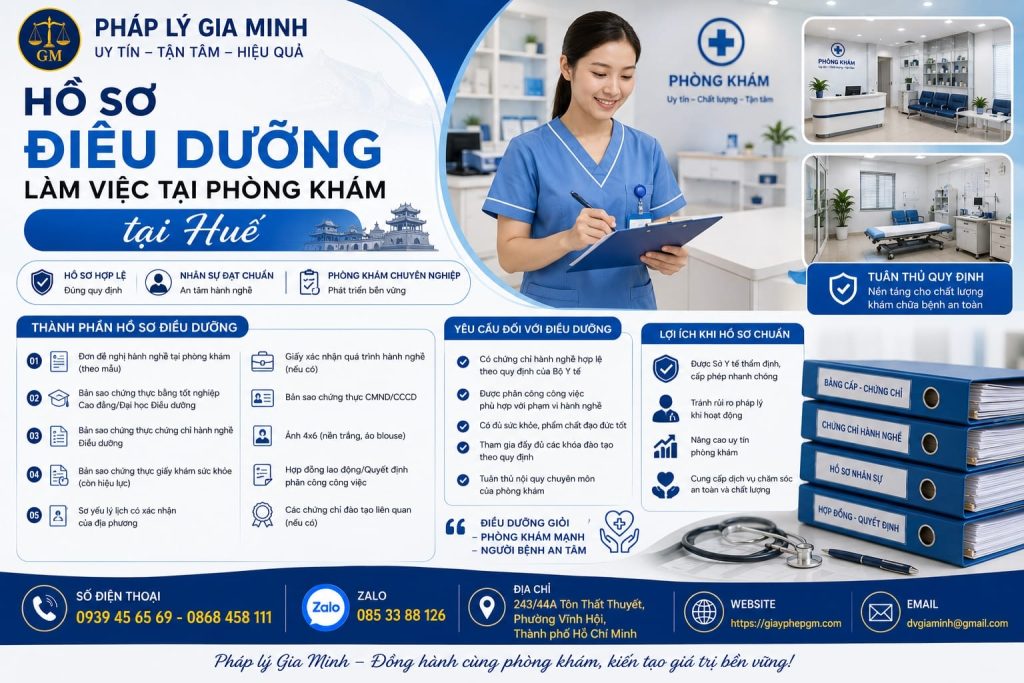 Hồ sơ điều dưỡng làm việc tại phòng khám tại Huế