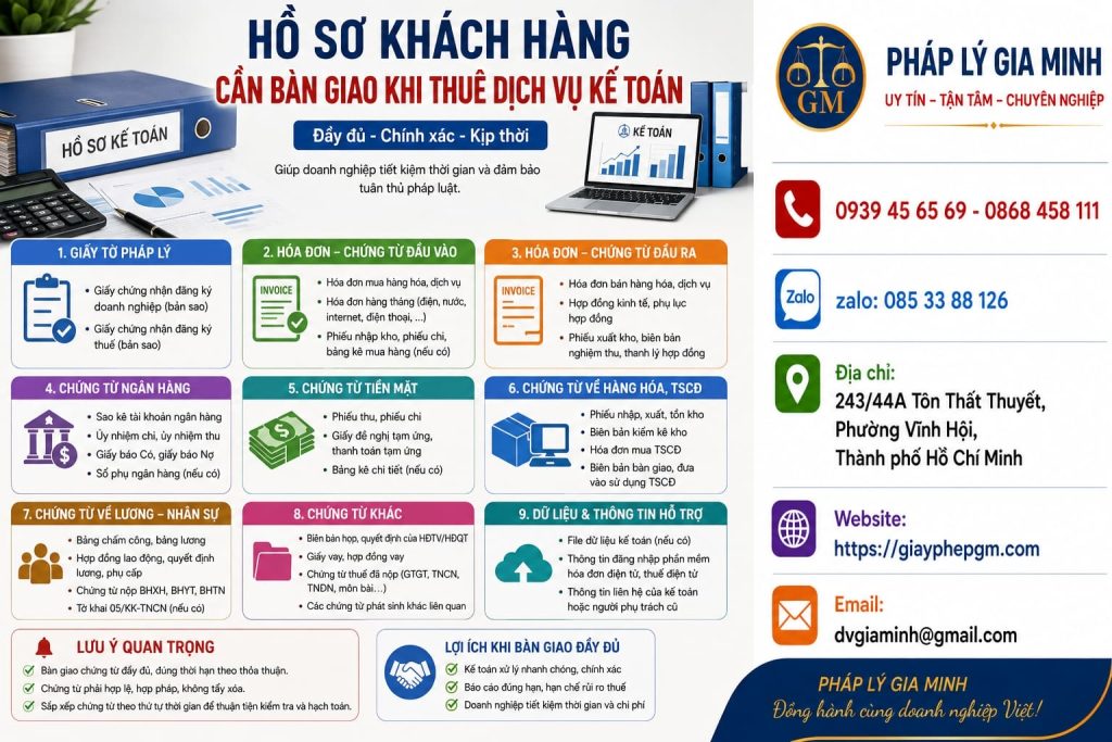 Hồ sơ khách hàng cần bàn giao khi thuê dịch vụ kế toán đầy đủ và chính xác 1 Hồ sơ khách hàng cần bàn giao khi thuê dịch vụ kế toán