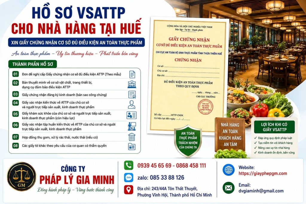 Hồ sơ VSATTP cho nhà hàng tại Huế