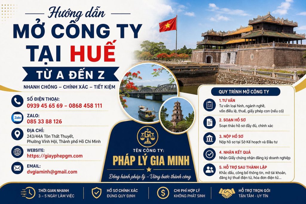Hướng dẫn mở công ty tại Huế từ A đến Z