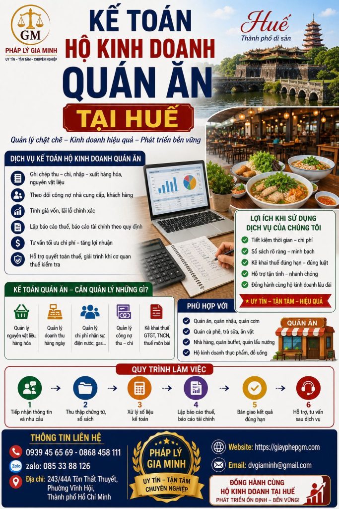 Kế toán hộ kinh doanh quán ăn tại Huế