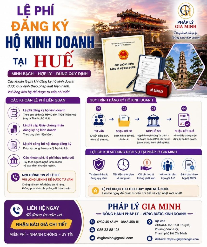 Lệ phí đăng ký hộ kinh doanh tại Huế