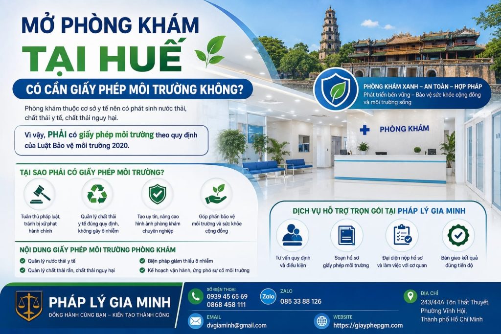 Mở phòng khám tại Huế có cần giấy phép môi trường không