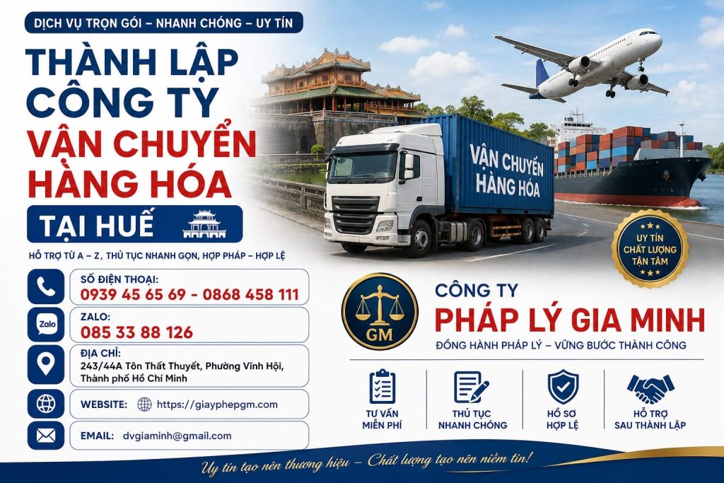 Thành lập công ty vận chuyển hàng hóa tại Huế