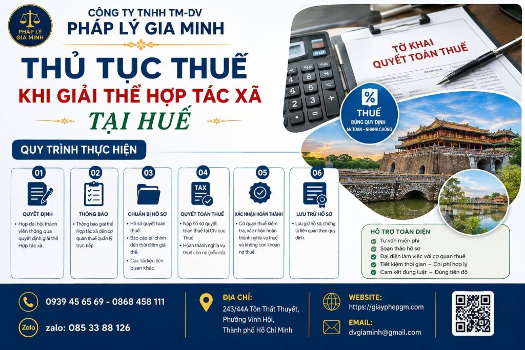 Thủ tục thuế khi giải thể hợp tác xã tại Huế