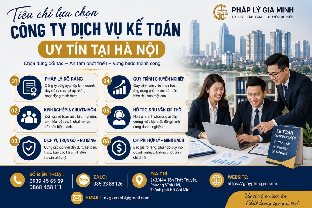 Tiêu chí lựa chọn công ty dịch vụ kế toán uy tín tại Hà Nội 1 Tiêu chí lựa chọn công ty dịch vụ kế toán uy tín tại Hà Nội