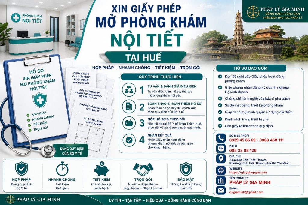 Xin giấy phép mở phòng khám nội tiết tại Huế