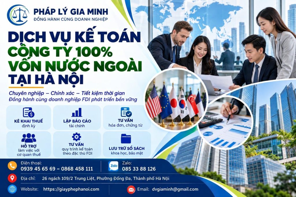 Dịch vụ kế toán công ty 100% vốn nước ngoài tại Hà Nội