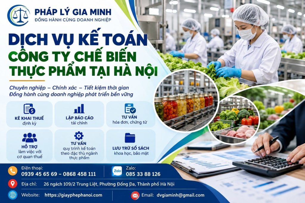 Dịch vụ kế toán công ty chế biến thực phẩm tại Hà Nội