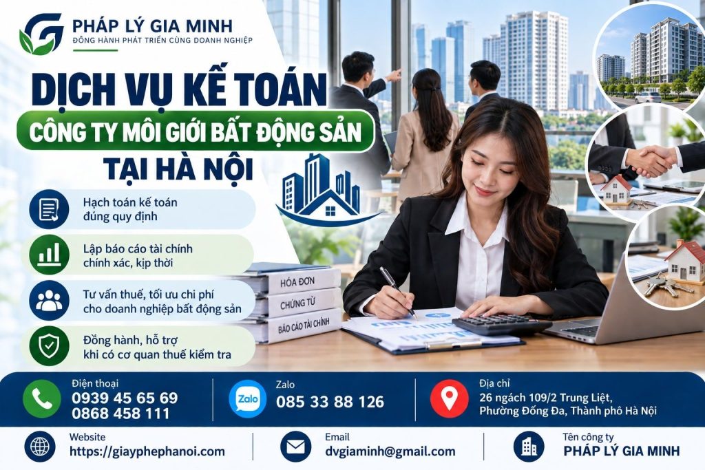 Dịch vụ kế toán công ty môi giới bất động sản tại Hà Nội