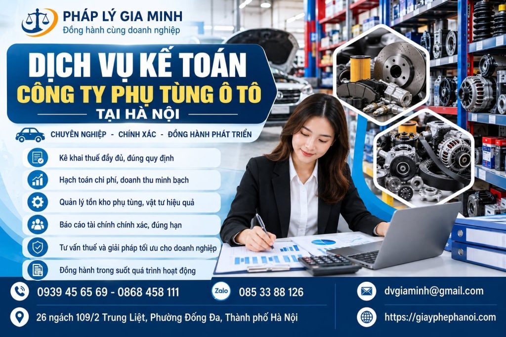 Dịch vụ kế toán công ty phụ tùng ô tô tại Hà Nội