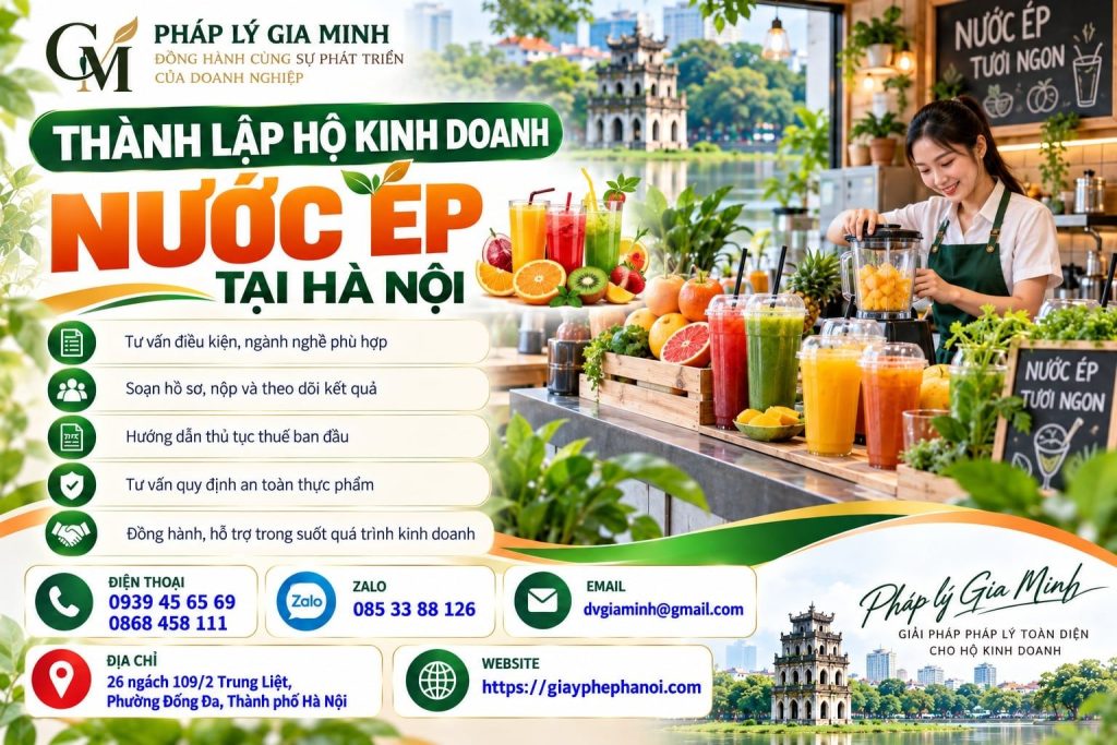 Thành lập hộ kinh doanh nước ép tại Hà Nội