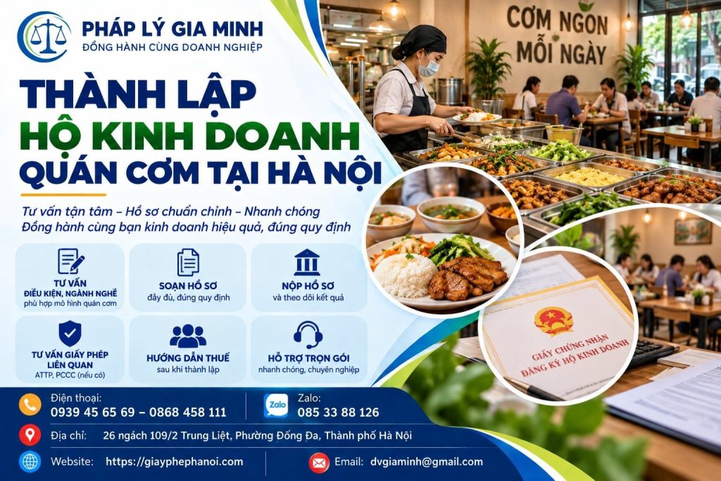 Thành lập hộ kinh doanh quán cơm tại Hà Nội