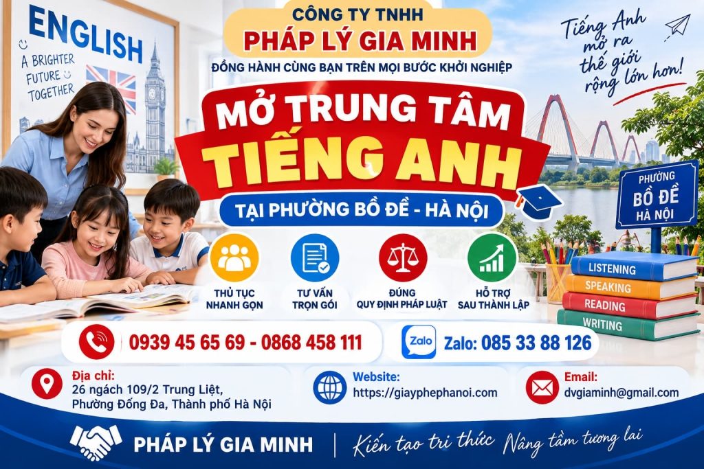 Mở trung tâm tiếng Anh tại phường Bồ Đề Hà Nội